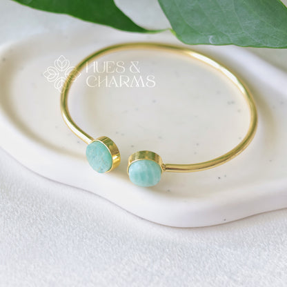 DUAL RAW STONE BANGLE (COLOURS AVAILABLE)