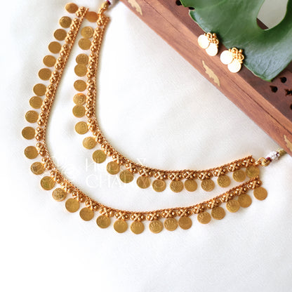 TRADITIONAL 2 LAYER GOLDEN LAKSHMI COIN NECKLACE SET