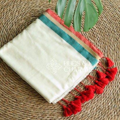 PURE MUL COTTON SAREE  - CHETHI (OFFWHITE)