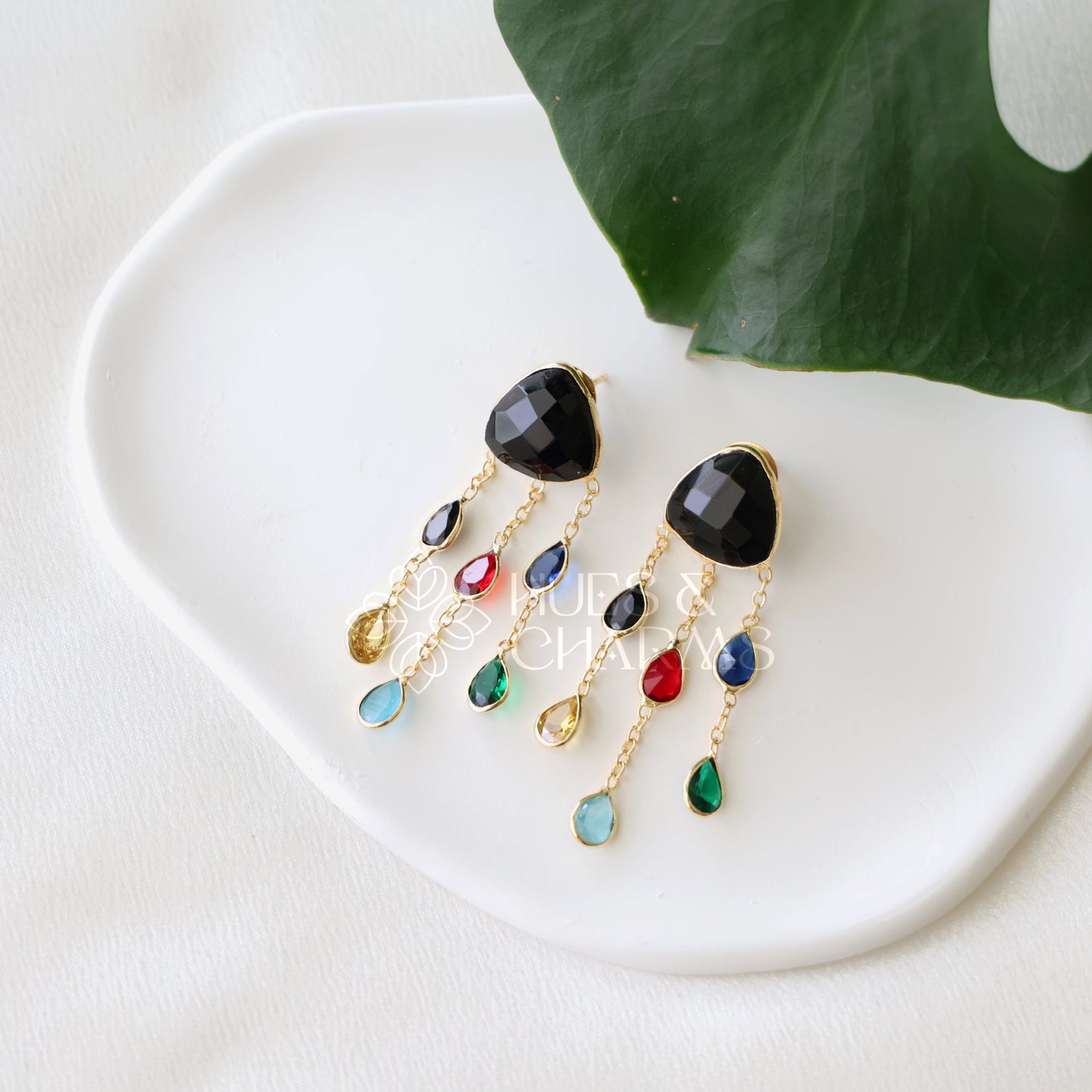 GLOSSY 3 LAYER MULTICOLOUR STATEMENT EARRING (COLOURS AVAILABLE)