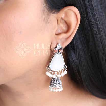 OXIDIZED GLOSSY JHUMKA EARRINGS ( COLOURS AVAILABLE )
