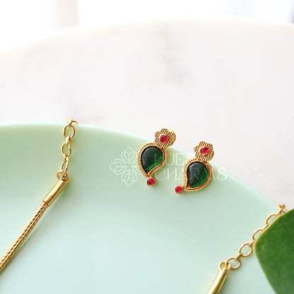 TRADITIONAL STATEMENT MANGO NECKLACE SET| GOLD PLATED