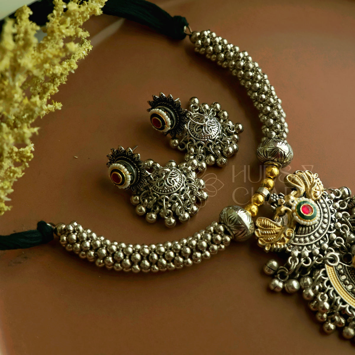 CHANDRIMA DUAL TONE OXIDISED NECKLACE SET