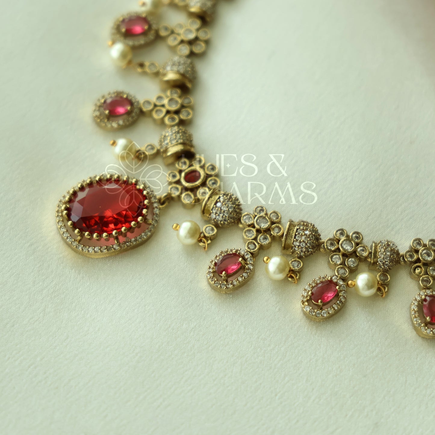 YAMINI VICTORIAN PEARL NECKLACE SET ( Colours available)