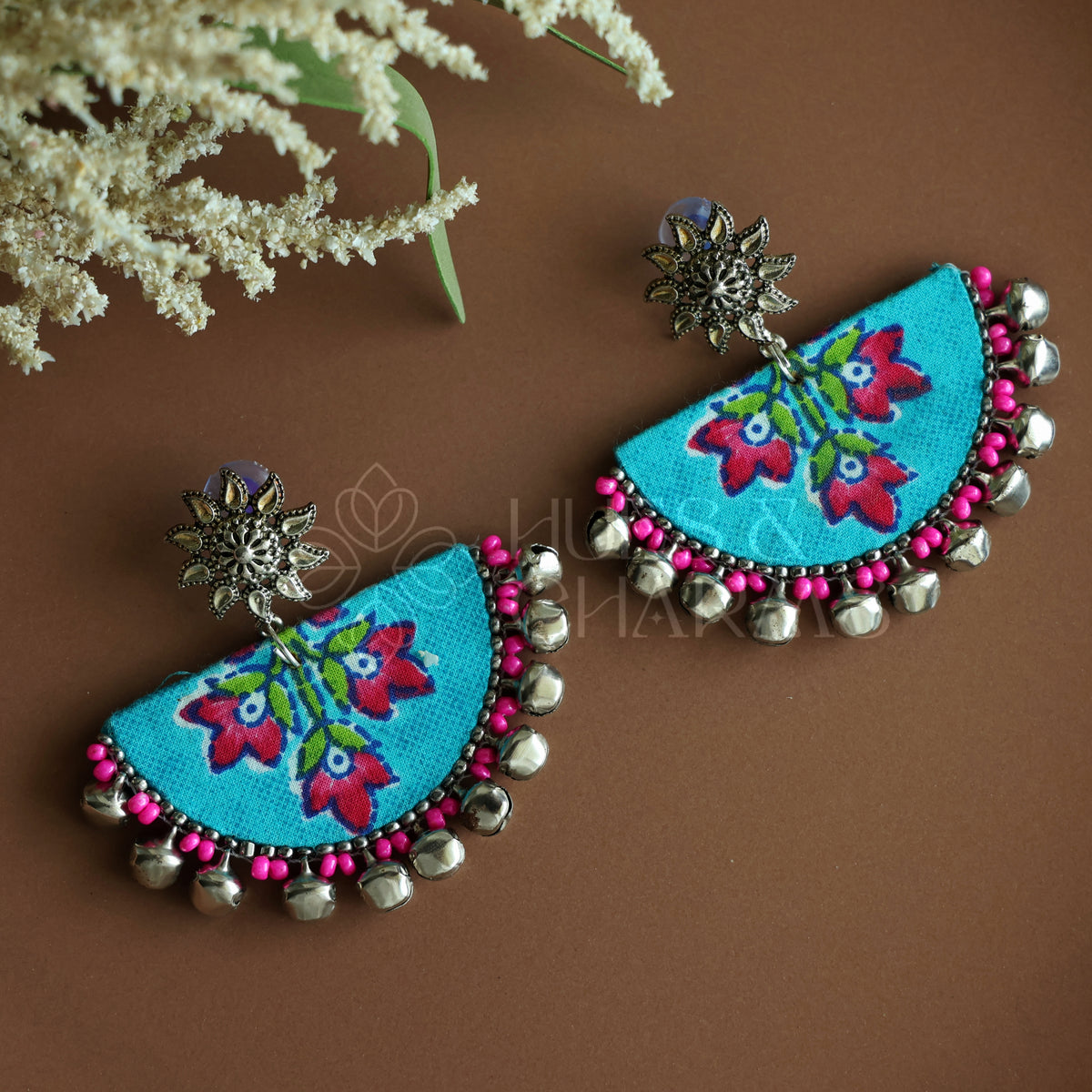 RANGOLI STATEMENT FABRIC EARRINGS (Colours available)