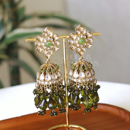 JHUMKA EARRINGS -LIGHT GREEN