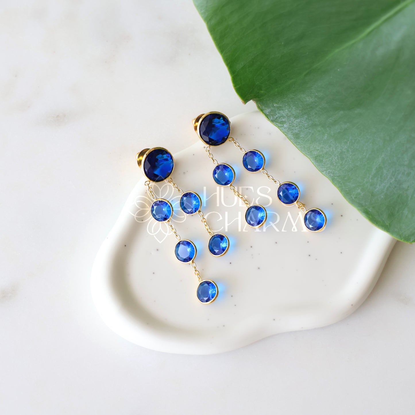 GLOSSY ROYAL AZURE FALL EARRINGS (COLOURS AVAILABLE)