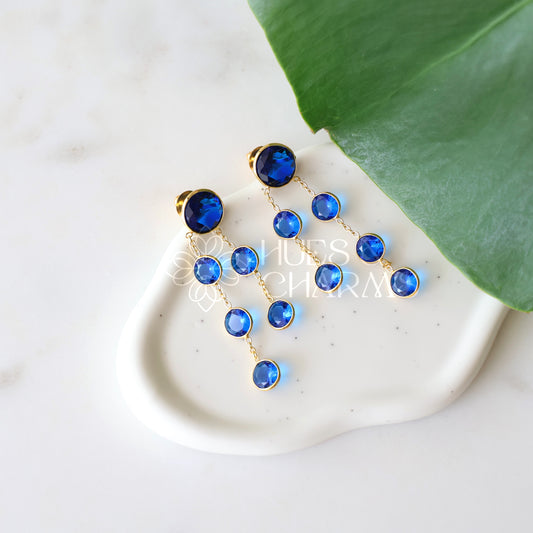 GLOSSY ROYAL AZURE FALL EARRINGS (COLOURS AVAILABLE)