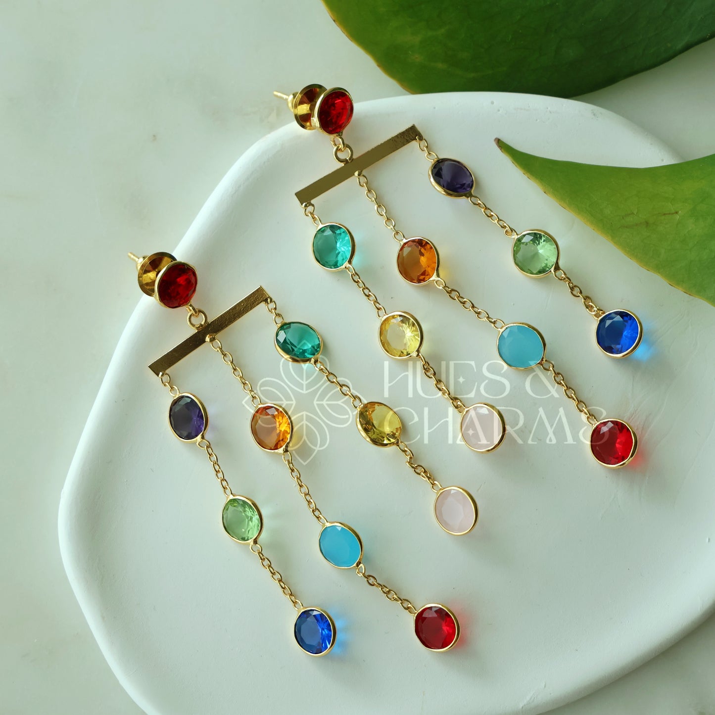 GLOSSY 3 LAYER MULTICOLOUR STATEMENT EARRING (COLOURS AVAILABLE)