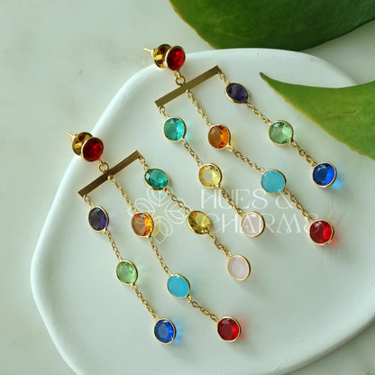 GLOSSY 3 LAYER MULTICOLOUR STATEMENT EARRING (COLOURS AVAILABLE)