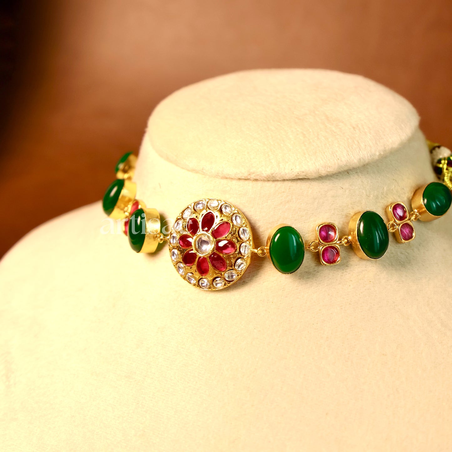 AMÉLIA NATURAL STONE CHOKER SET - GREEN ONYX