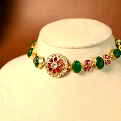 AMÉLIA NATURAL STONE CHOKER SET - GREEN ONYX