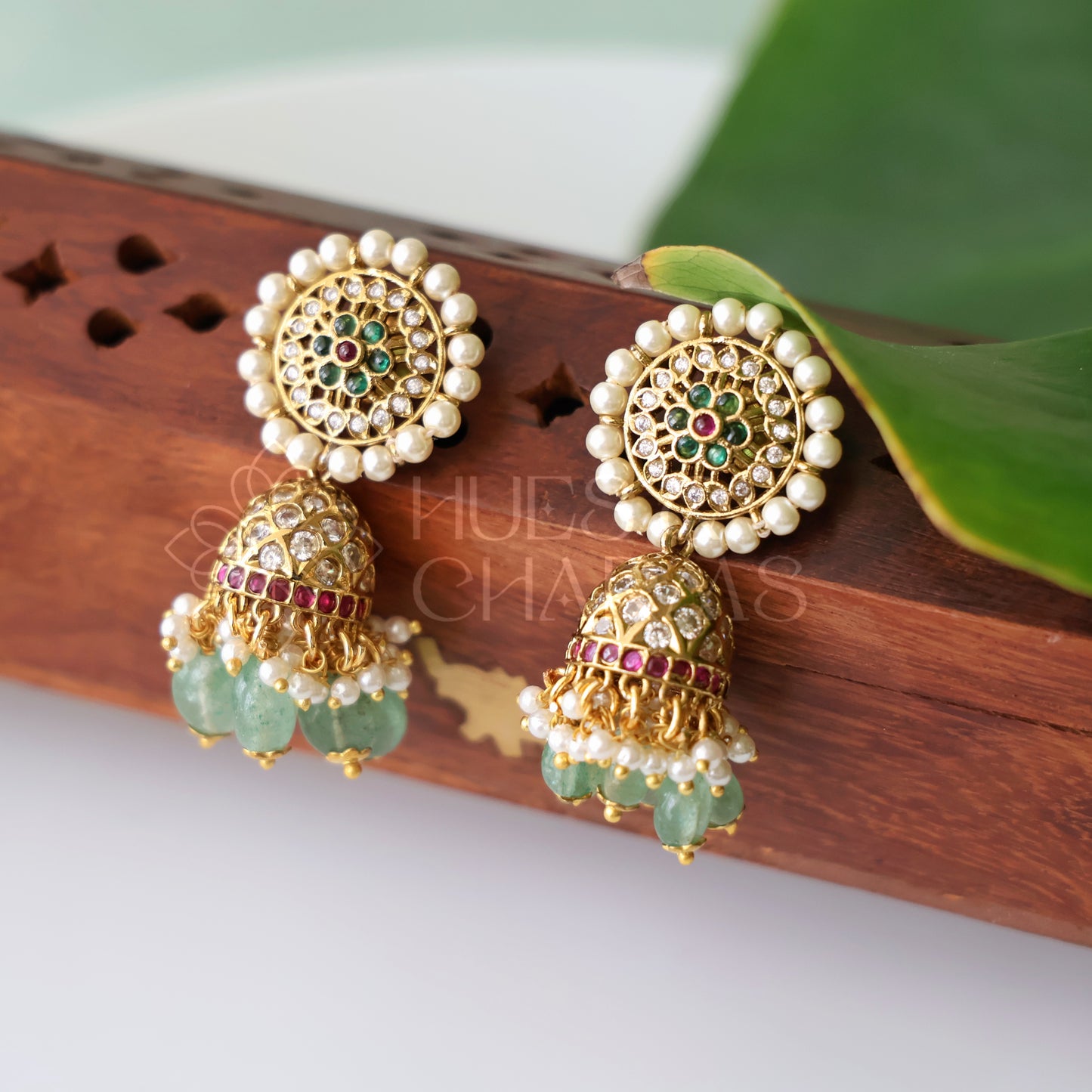 TRADITIONAL CHANDRIKA PEARL BLOOM JHUMKA | PREMIUM JEWELLERY