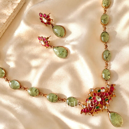 SERÉNA NATURAL STONE MID LENGTH NECKLACE SET - CABOCHON