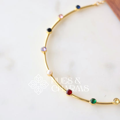 GOLDEN GLOSSY MULTICOLOUR NECKPIECE