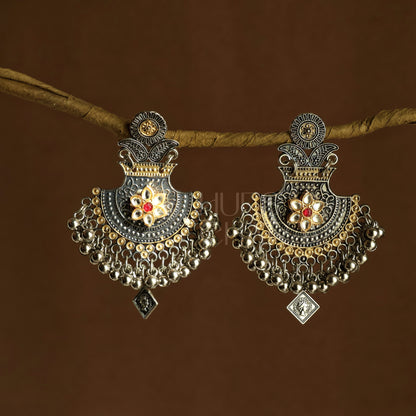 OXIDIZED DUAL TONE PHOOLRANI EARRINGS