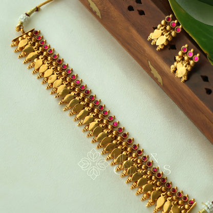 TRADITIONAL RATNA PALLAVI RUBY ELAKKATHALI CHOKER SET