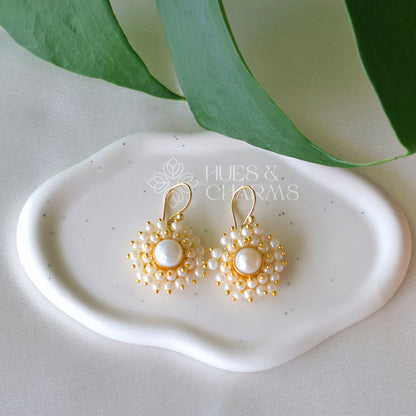 Round Pearl Drop Earrings