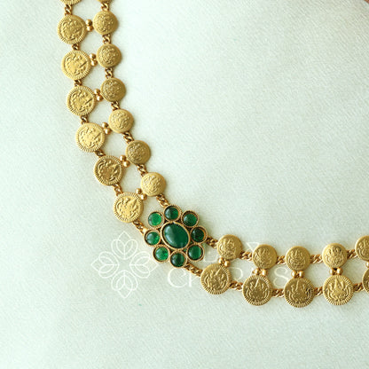 GOLDEN SOWBHAGYA LAKSHMI COIN CHOKER SET (Colours available)