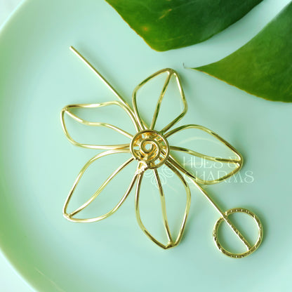 GOLDEN LOTUS PETAL HAIR BUN CAGE