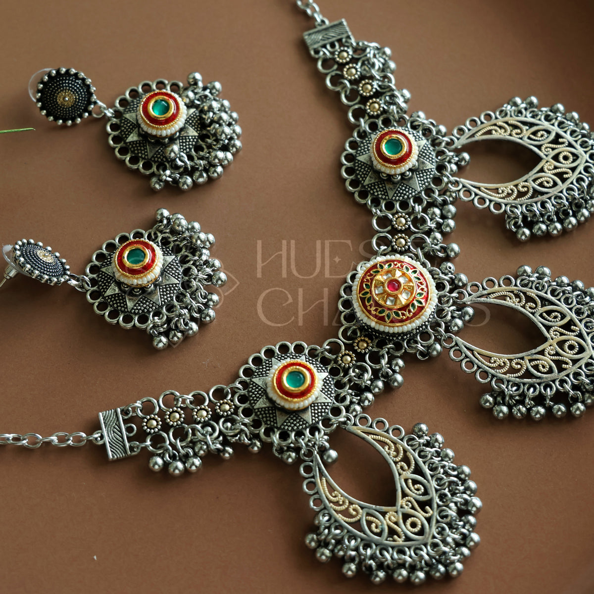 OXIDIZED STATEMENT KAASHNI NECKLACE SET