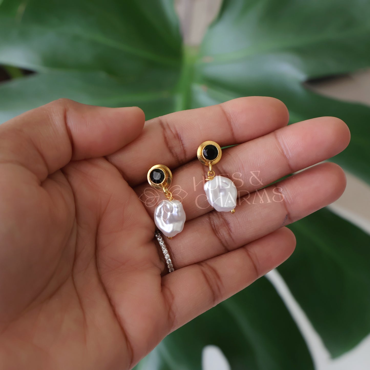 GOLDEN GLOSSY PEARL DROP SMALL EARRINGS (COLOURS AVAILABLE)