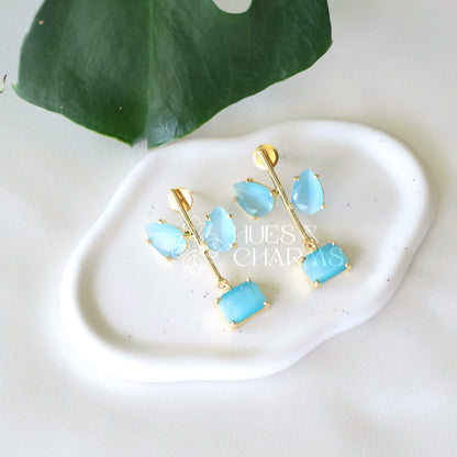 GLOSSY 2 LEAF STATEMENT EARRING (COLOURS AVAILABLE)