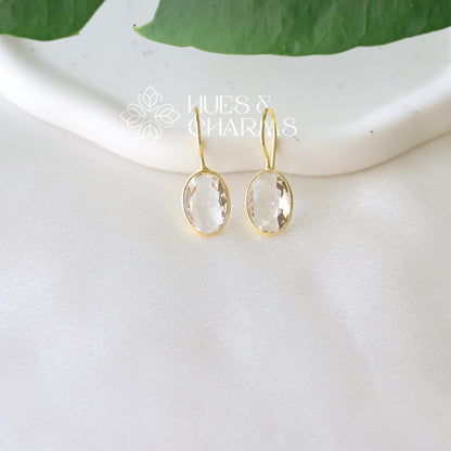 GOLDEN OVAL GLOSSY DROP EARRING (COLOURS AVAILABLE)