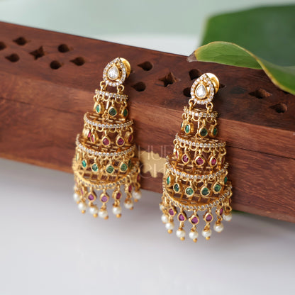 GOLDEN AD STEP JHUMKA| PREMIUM JEWELLERY