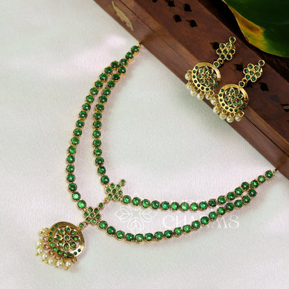 GOLDEN DOUBLE LAYERED ATTIGAI SET (Colours available)