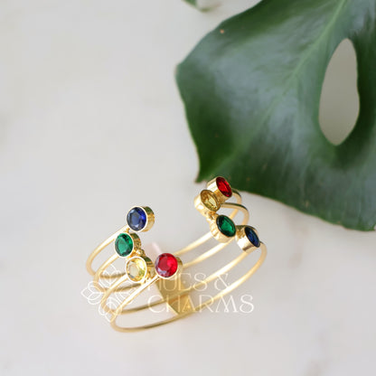 MULTICOLOUR 4 LAYER GLOSSY CELESTE CUFF BANGLE (COLOURS AVAILABLE)
