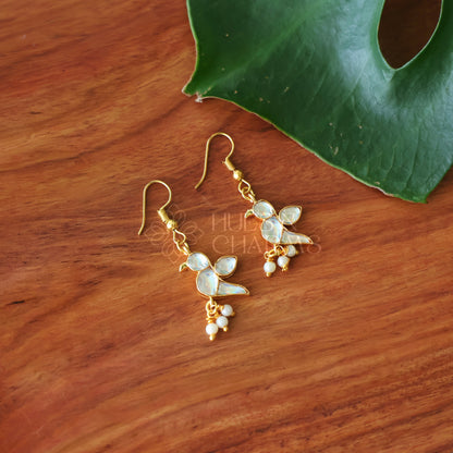 WHITE PARROT DROPS EARRINGS