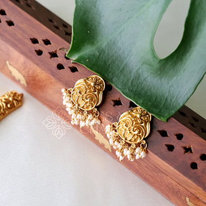 GOLDEN STATEMENT RICE PEARLS NECKLACE SET