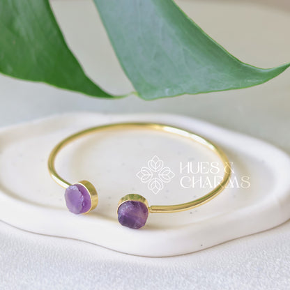 DUAL RAW STONE BANGLE (COLOURS AVAILABLE)