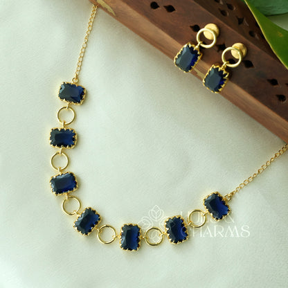 GLOSSY RECTANGLE LUMINA NECKLACE SET (COLOURS AVAILABLE)