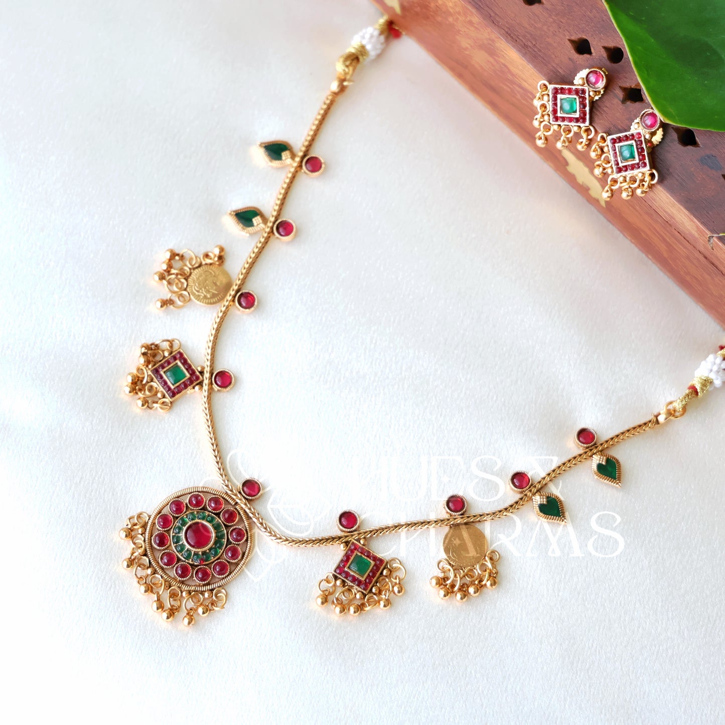 STATEMENT PALAKKA AND KASHU COIN FUSION NECKLACE SET -V2