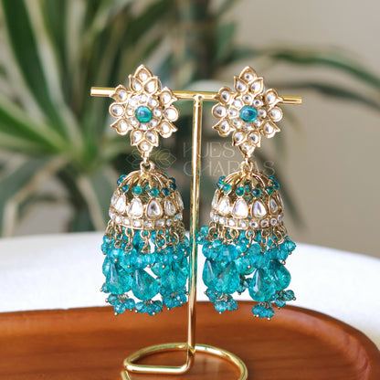 JHUMKA EARRINGS - TEAL