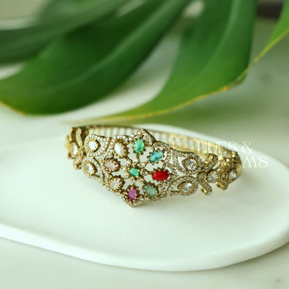 ANTIQUE NAVRATNA AD OPENABLE BANGLE
