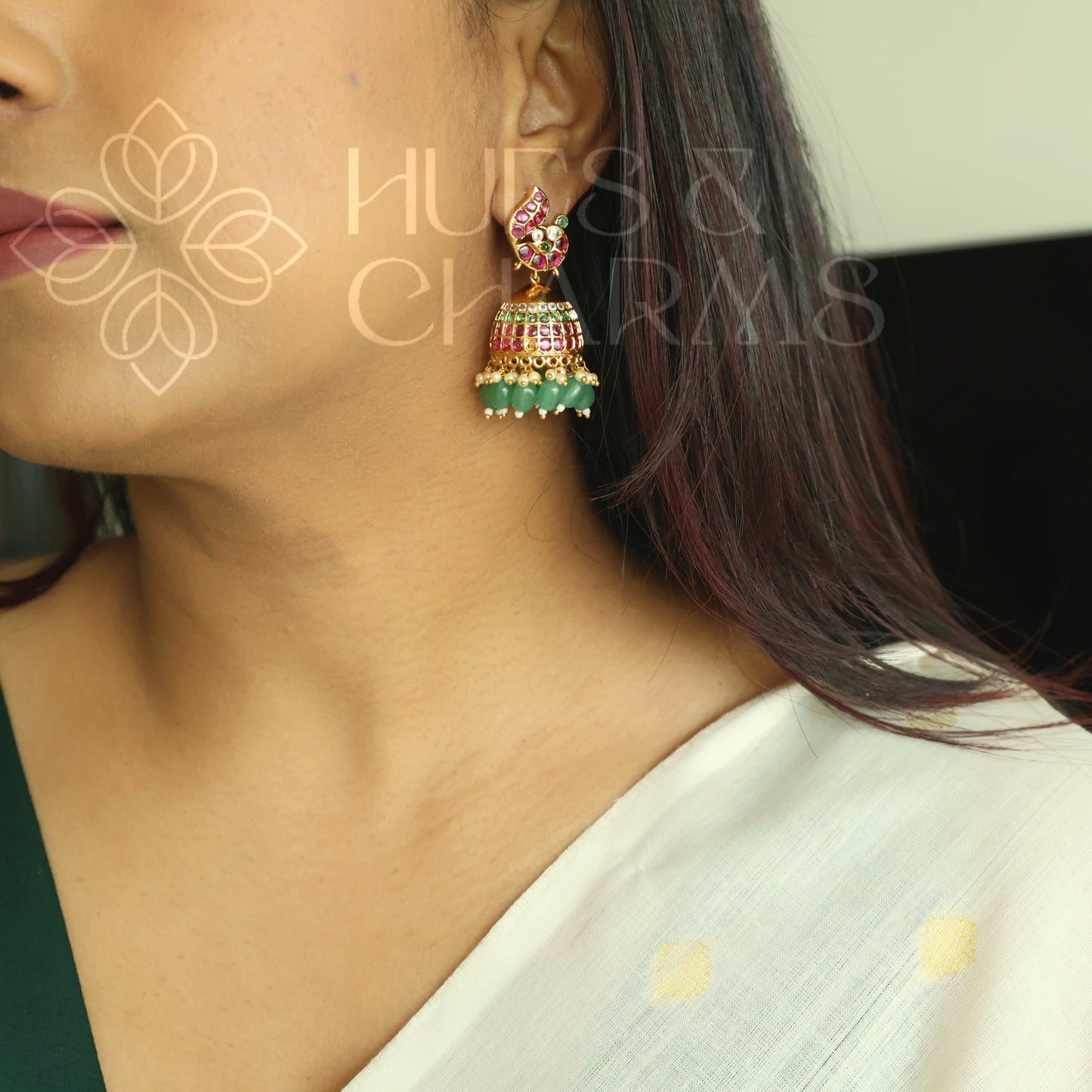 GOLDEN MAYURAVALLI KEMP RAGA JHUMKA |PREMIUM JEWELLERY