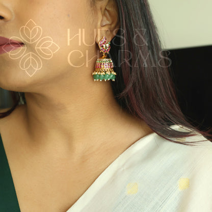 GOLDEN MAYURAVALLI KEMP RAGA JHUMKA |PREMIUM JEWELLERY