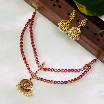 GOLDEN DOUBLE LAYERED ATTIGAI SET (Colours available)