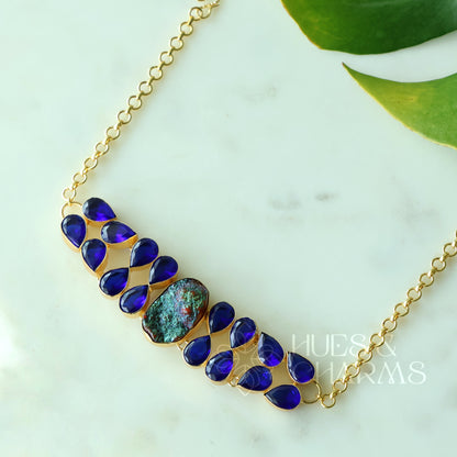NATURAL STONE IVY DROP BOLD CHOKER (Colours available )