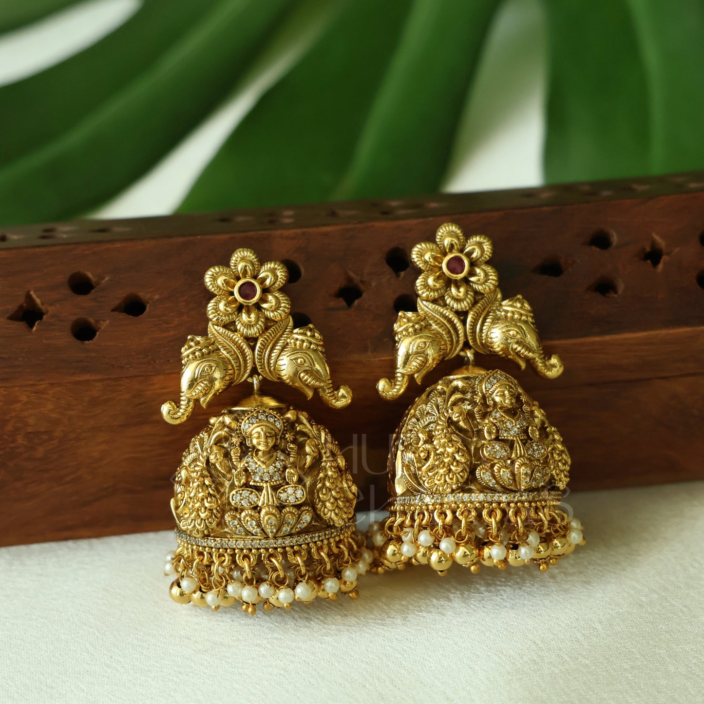 TRADITIONAL PADMALAKSHMI STATEMENT FLORAL JHUMKA WITH PEARLS | PREMIUM JEWELLERY