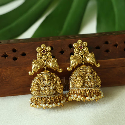 TRADITIONAL PADMALAKSHMI STATEMENT FLORAL JHUMKA WITH PEARLS | PREMIUM JEWELLERY