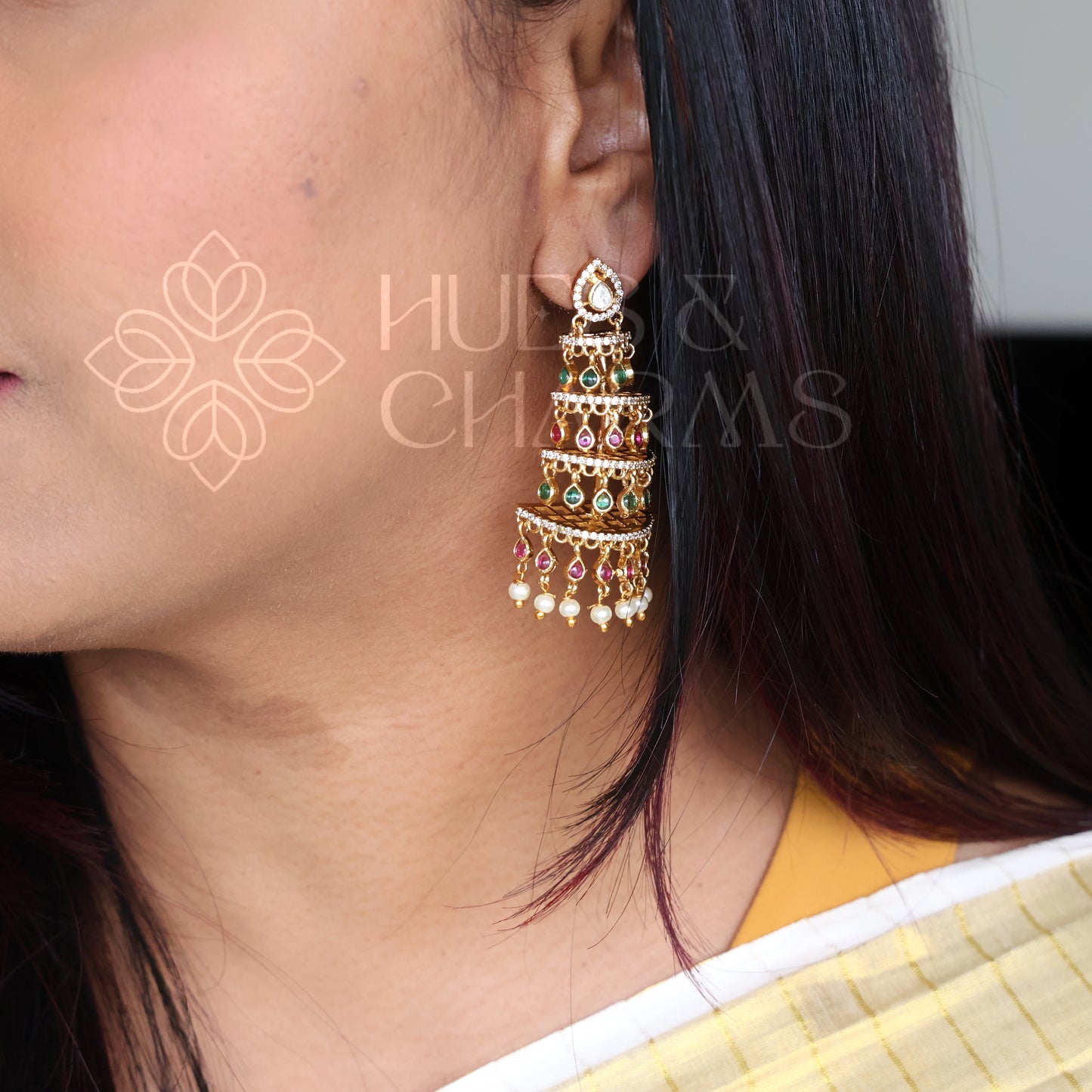 GOLDEN AD STEP JHUMKA| PREMIUM JEWELLERY