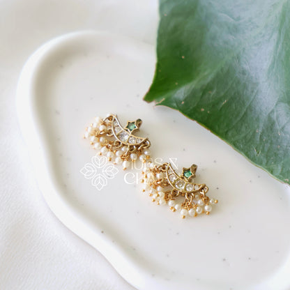 GOLDEN CHANDRIKA BUGADI WITH PEARLS