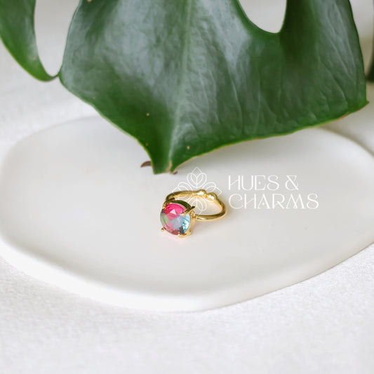 GOLDEN IRIS BLOOM MULTICOLOUR ADJUSTABLE RING