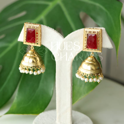 GOLDEN SAANVI JHUMKA WITH PEARLS (Colours available)
