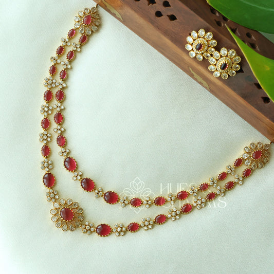 TWO LAYERED RATNA PUSHPA AD NECKLACE SET| Premium jewellery