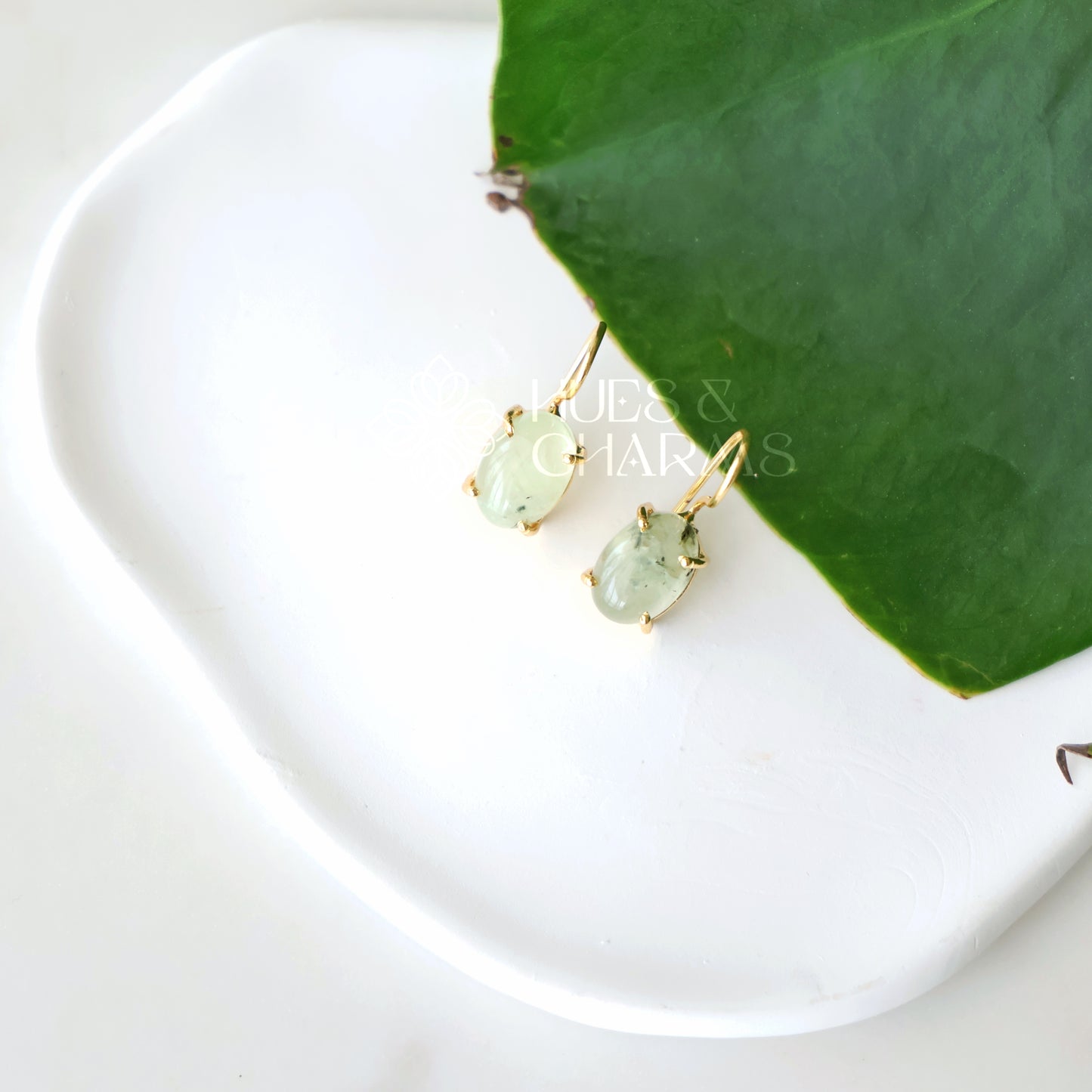 MINIMAL OVAL RAW STONE DROP EARRINGS (Colours available)